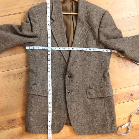 VNTG Levis WOOL Blazer Sport Dress Coat Jacket Two Button Brown Tweed 40R - Picture 12 of 15